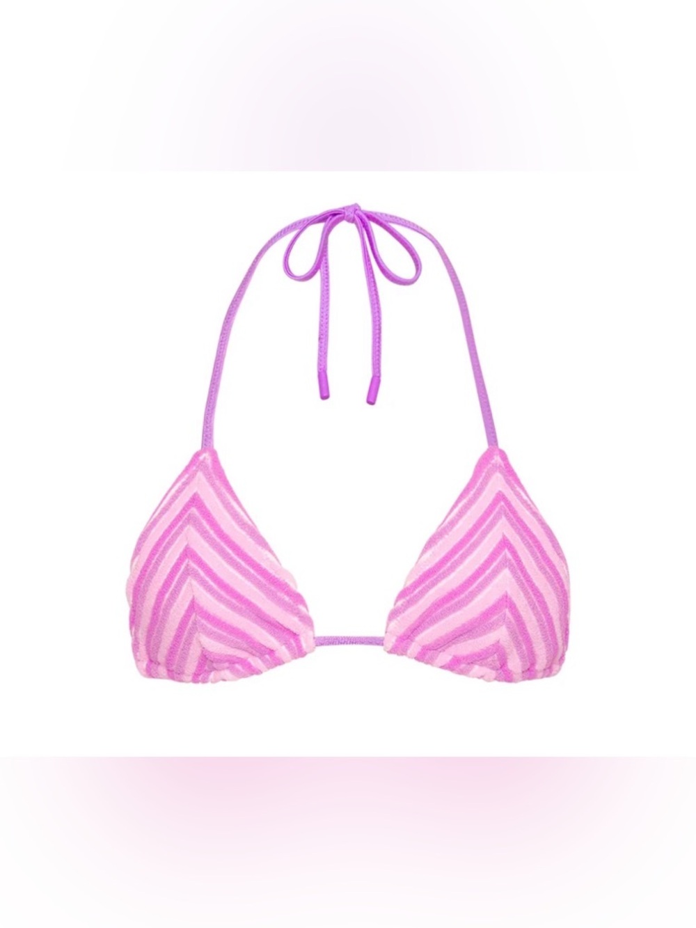 TRIANGL VINCA LOTUS TERRY TOWELLING TRIANGLE BIKINI TOP PINK CHEVRON STRIPE M